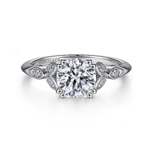 GABRIEL & CO. 14KT WHITE GOLD 0.07CTW DIAMOND SEMI-MOUNTING