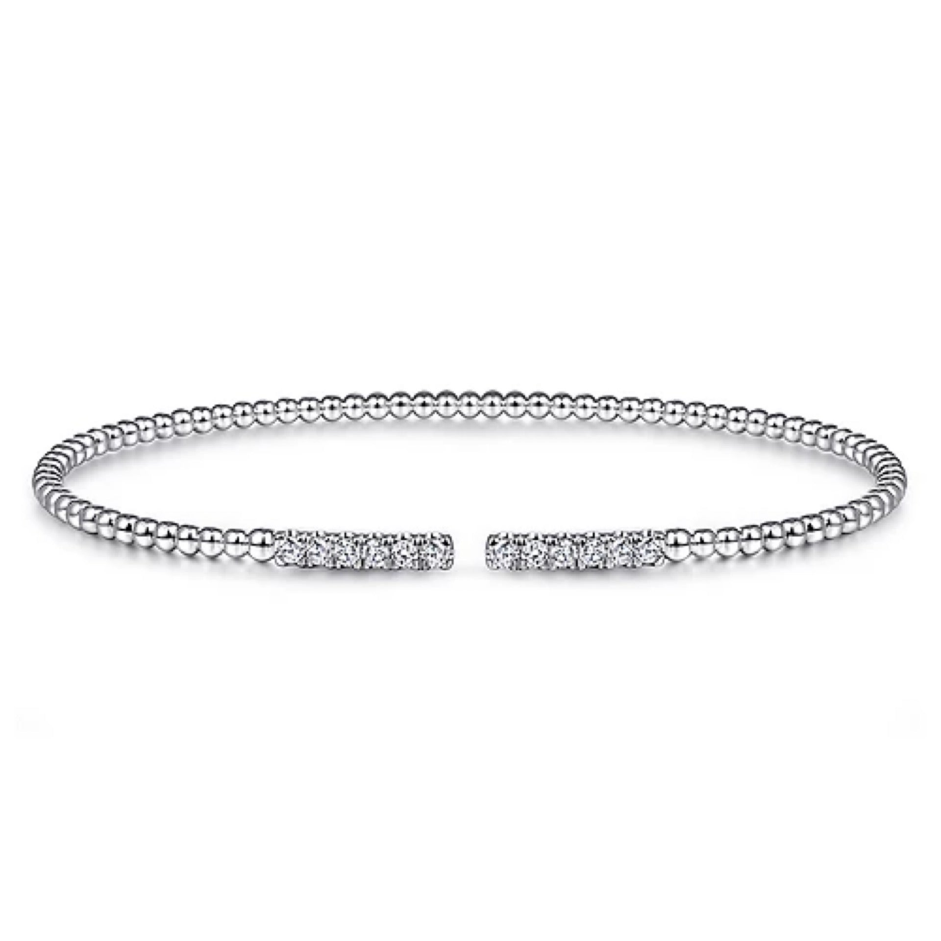 GABRIEL & CO 14K WHITE GOLD DIAMOND BANGLE BRACELET .31CTTW