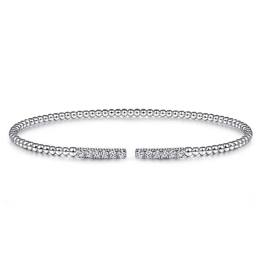 GABRIEL & CO 14K WHITE GOLD DIAMOND BANGLE BRACELET .31CTTW