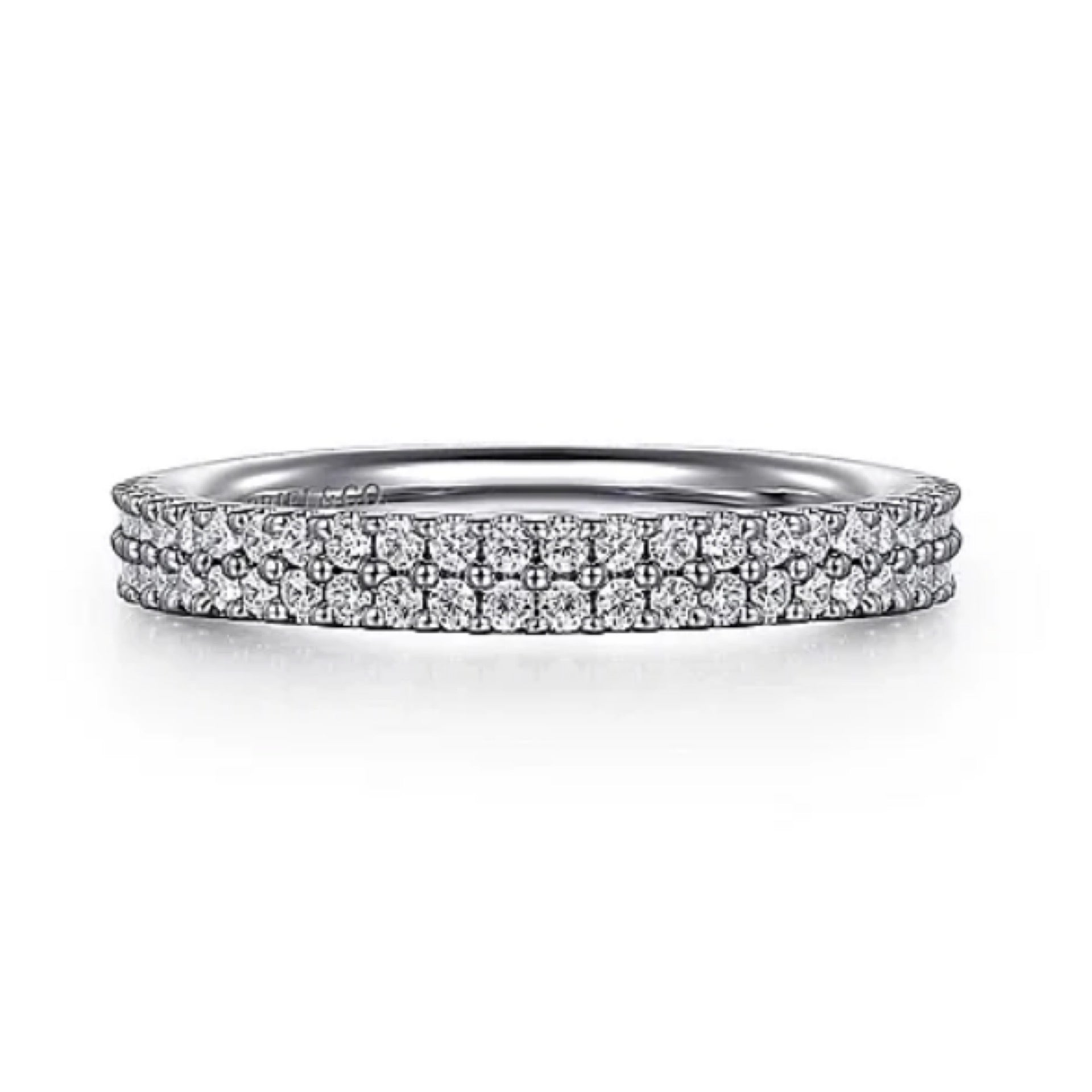 14K White Gold Double Row Diamond Anniversary Band - 0.31 ct