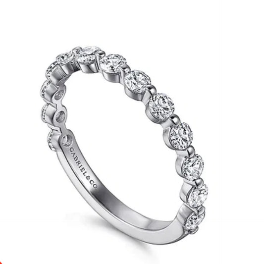 14K White Gold Single Prong Diamond Anniversary Band - 0.79 ct