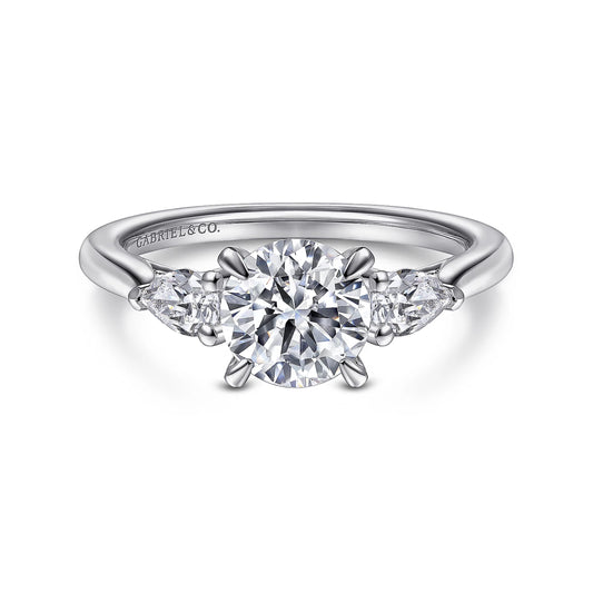 GABRIEL & CO. 14KT WHITE GOLD 0.34CTW 3-STONE DIAMOND SEMI-MOUNTIND