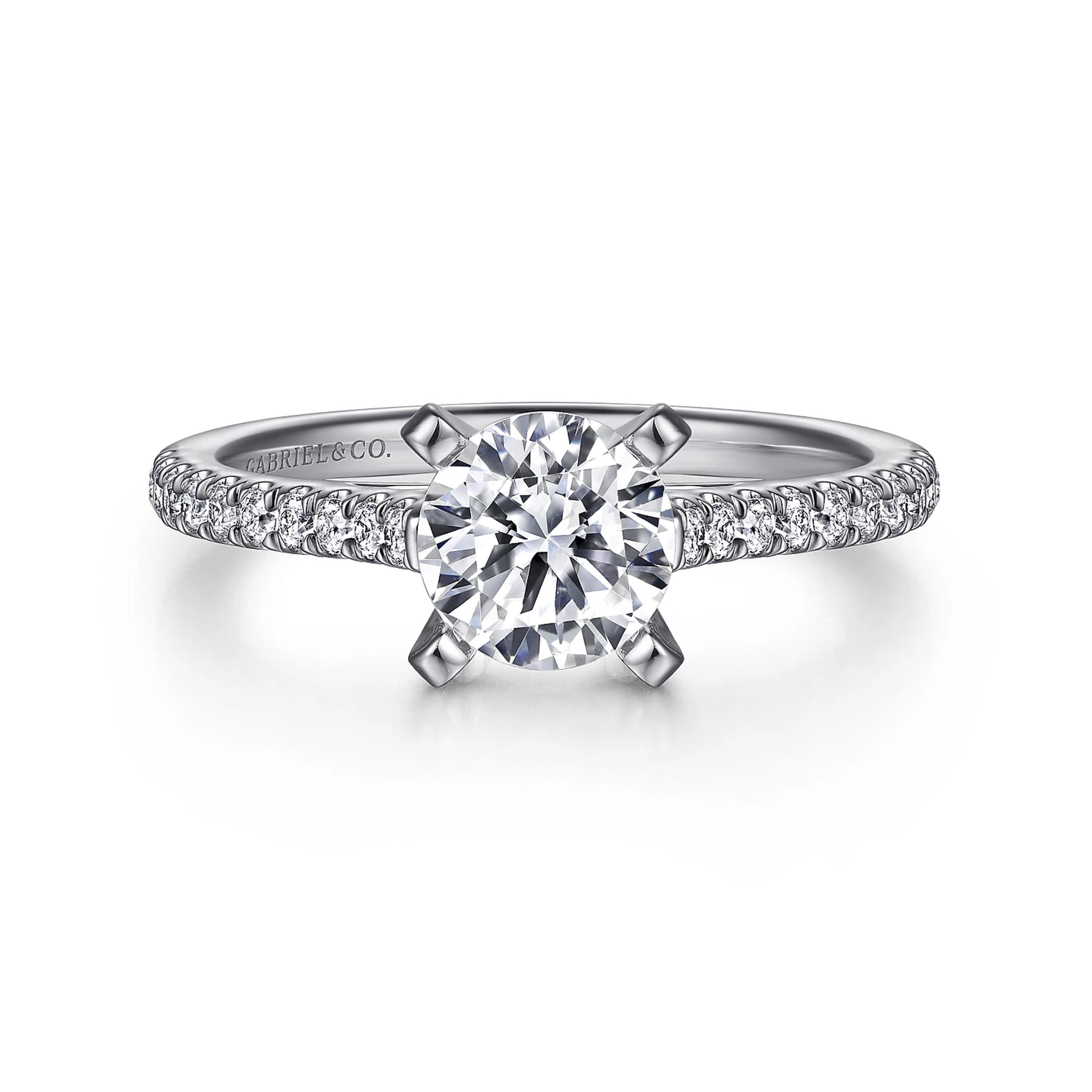 GABRIEL & CO. 14KT WG 0.24CTW DIAMOND SEMI MOUNTING ENGAGEMENT RING