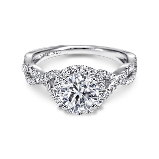 GABRIEL & CO. 14KT WHITE GOLD 0.37CTW DIAMOND ENGAGEMENT SEMI-MOUNTING.