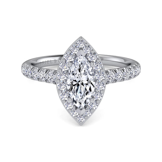 GABRIEL & CO. 14KT WHITE GOLD 0.55CTW MARQUISE DIAMOND SEMI-MOUNTING.