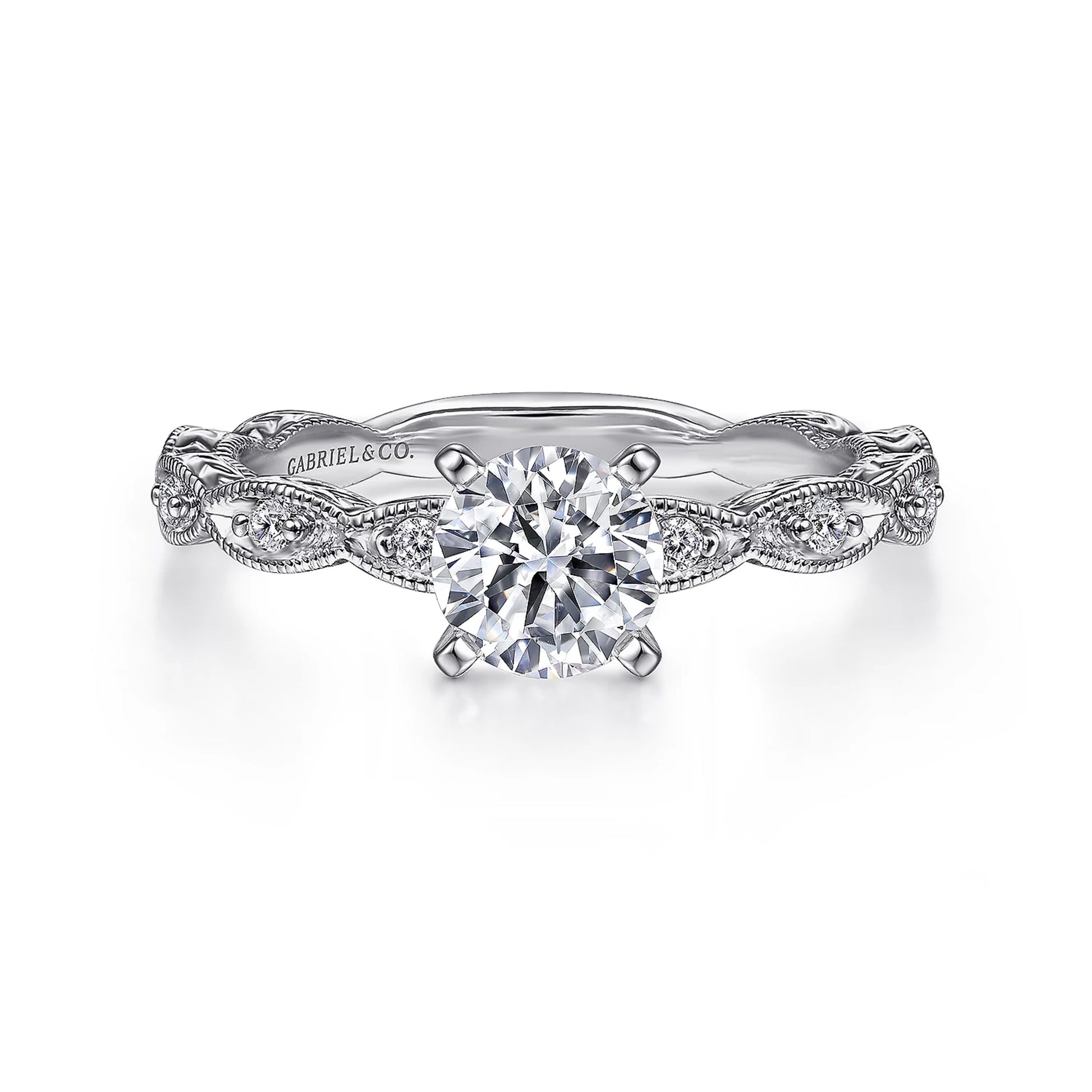 GABRIEL & CO. 14KT WHITE GOLD 0.11CW DIAMOND SEMI-MOUNTING