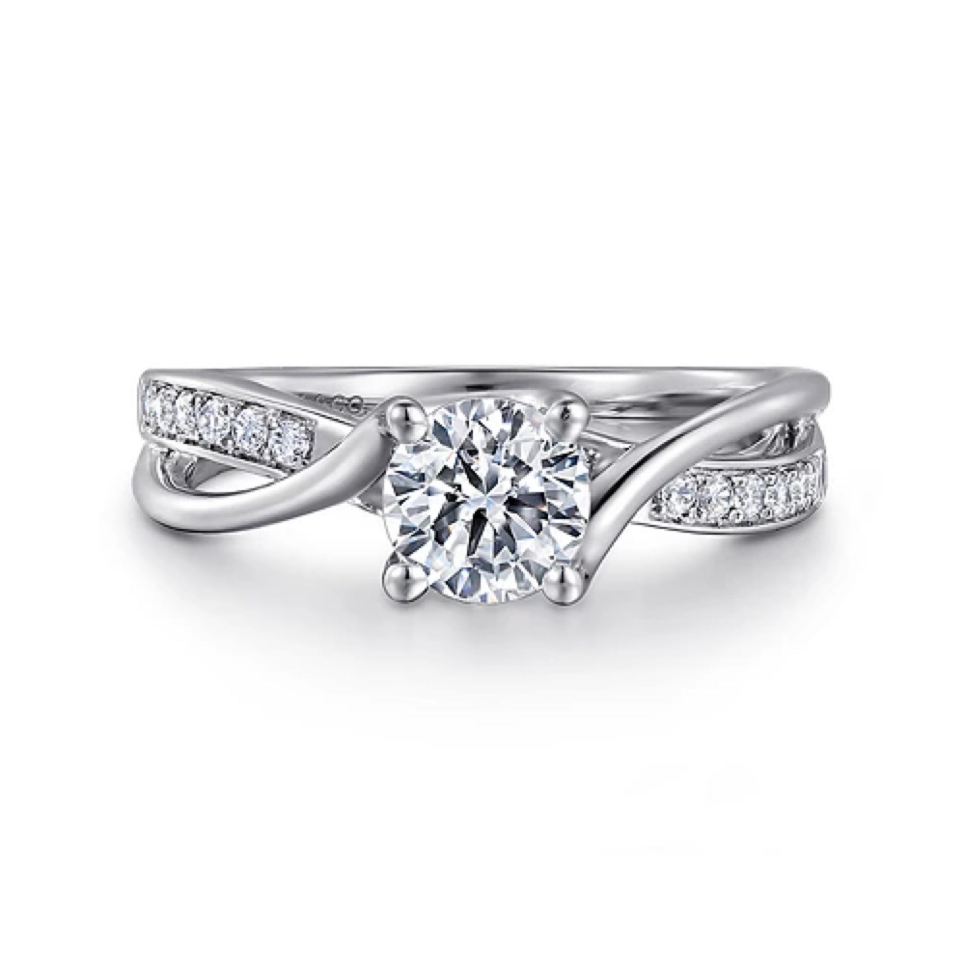 GABRIEL & CO. 14KT WHITE GOLD 0.13CTW DIAMOND SEMI-MOUNTING