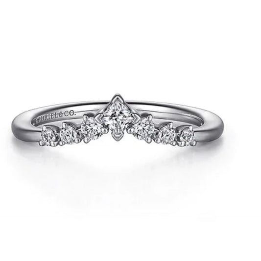 Curved-14K White Gold Diamond Anniversary Band - 0.27 ct