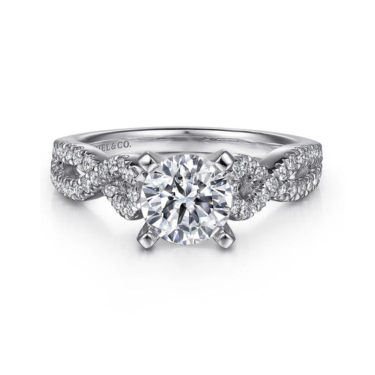 GABRIEL & CO. 14KT WHITE GOLD0.39CTW DIAMOND ENGAGEMENT SEMI-MOUNTING.