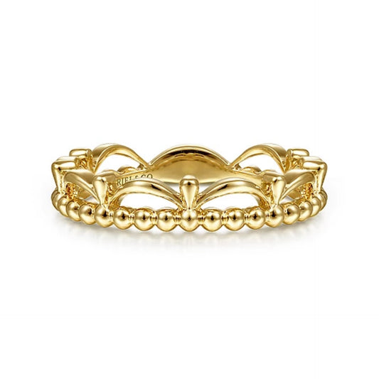 14KT YELLOW GOLD BUJUKAN BEAD CROWN RING