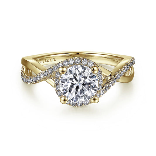 GABRIEL & CO. 14KT YELLOW GOLD 0.23CTW DIAMOND SEMI-MOUNTING.