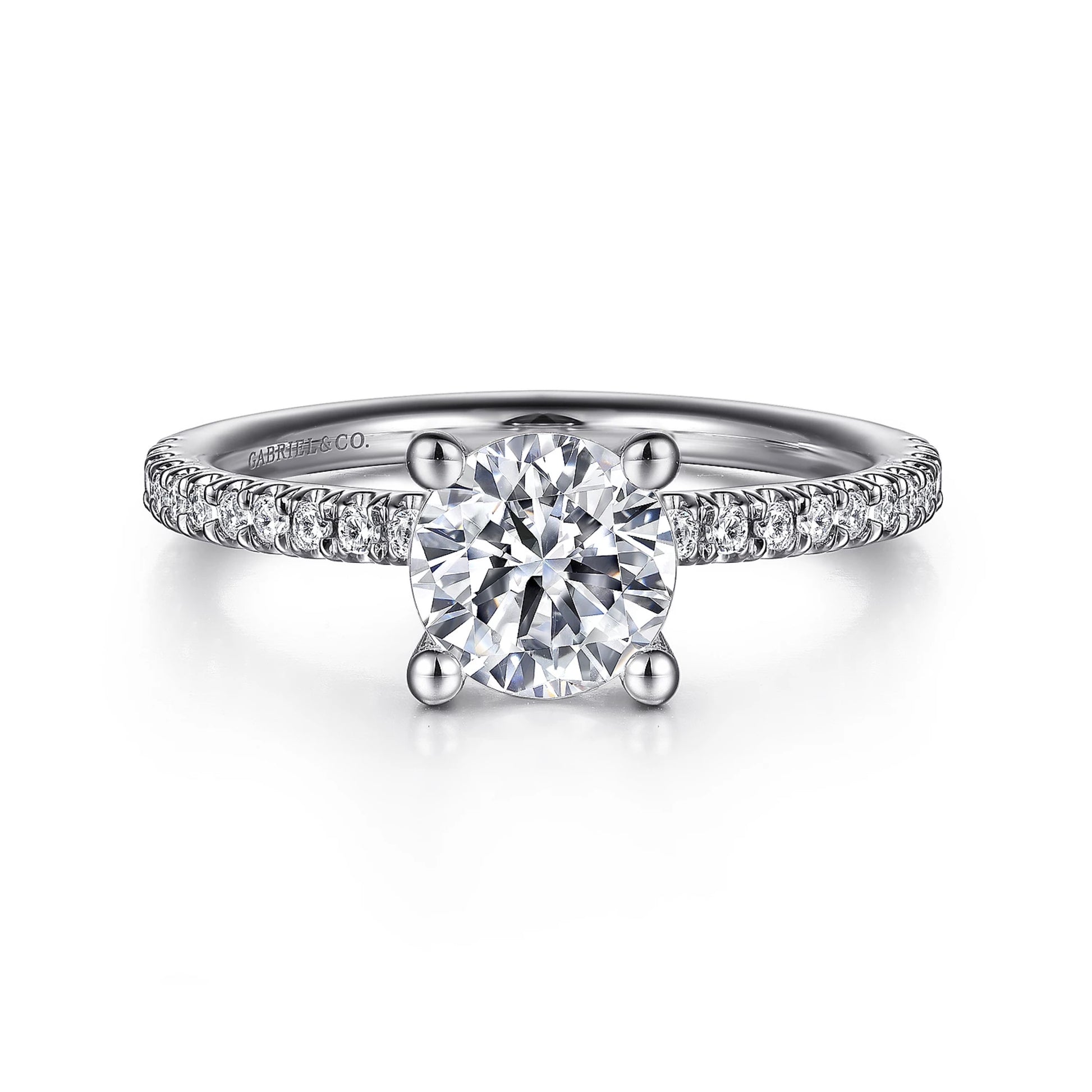 GABRIEL & CO. 14KT WHITE GOLD 0.18CTW DIAMOND SEMI-MOUNTING.