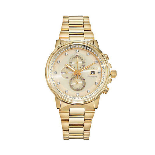 Citizen Women's Eco-Drive Nighthawk Gold-Tone Chronograph Watch FB3002-53P