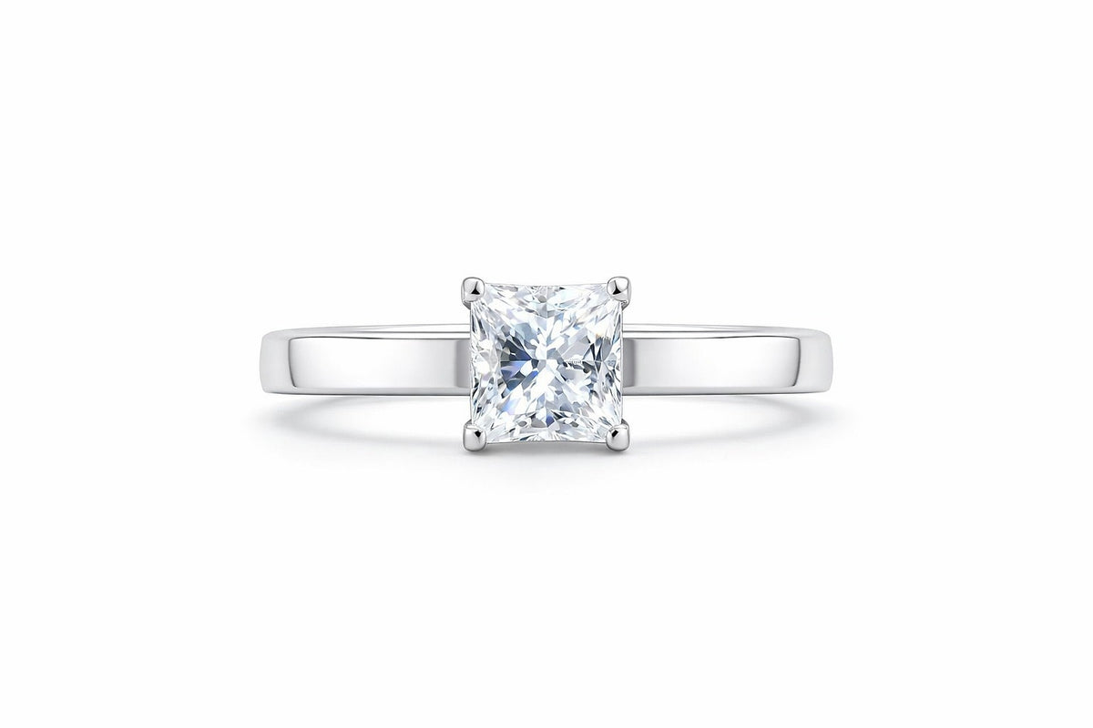 18K White Gold Earring Mountings, 6x6mm