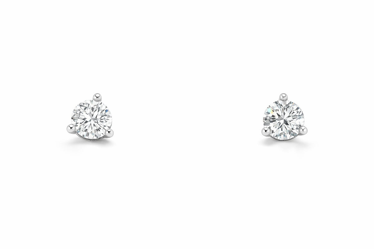 14K White Gold Round Diamond Stud Earrings, 1.01 ct