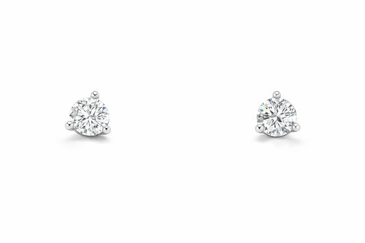 14K White Gold Round Diamond Stud Earrings, 1.01 ct