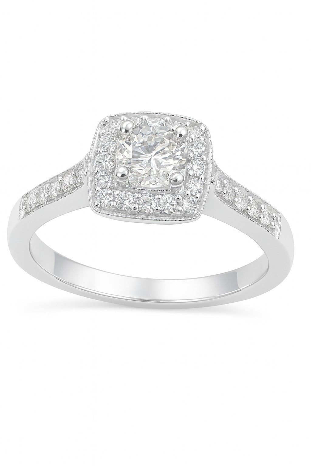 14K White Gold Diamond Engagement Ring, 0.50 ct