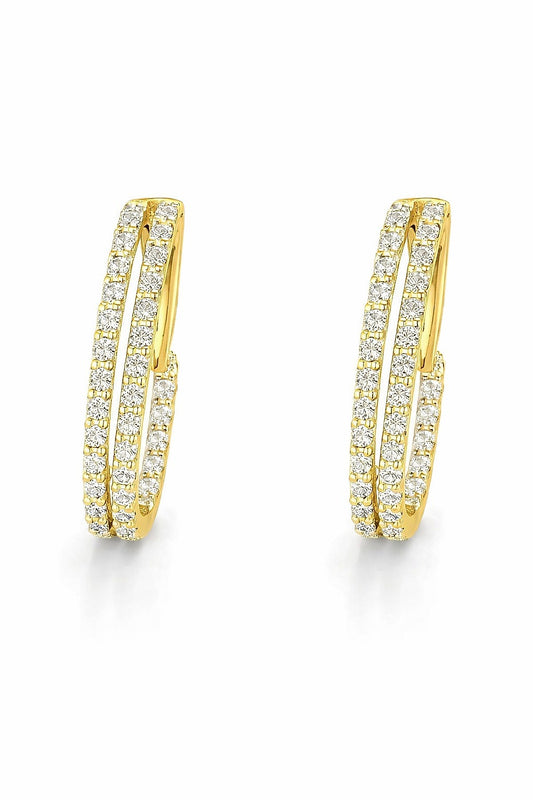 14K Yellow Gold Diamond Cluster Earrings, 1.00 ct