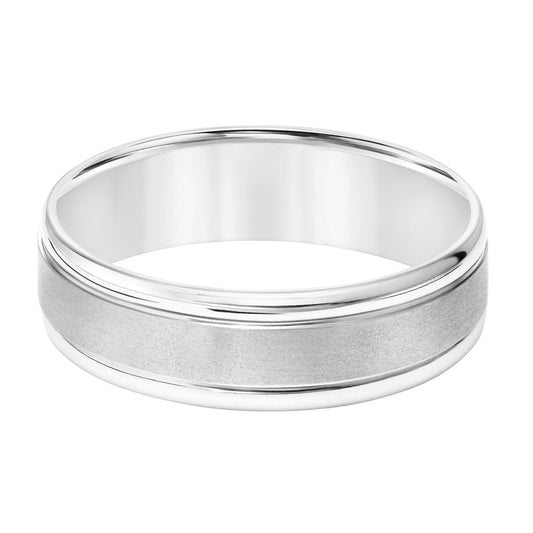 14K White Gold Satin Polished Band