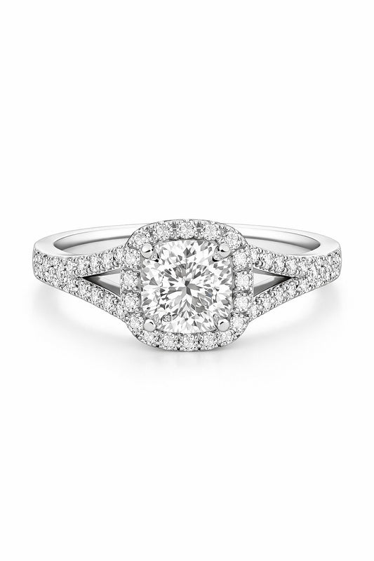 Platinum Cushion Cut Diamond Engagement Ring, 1.01 ct