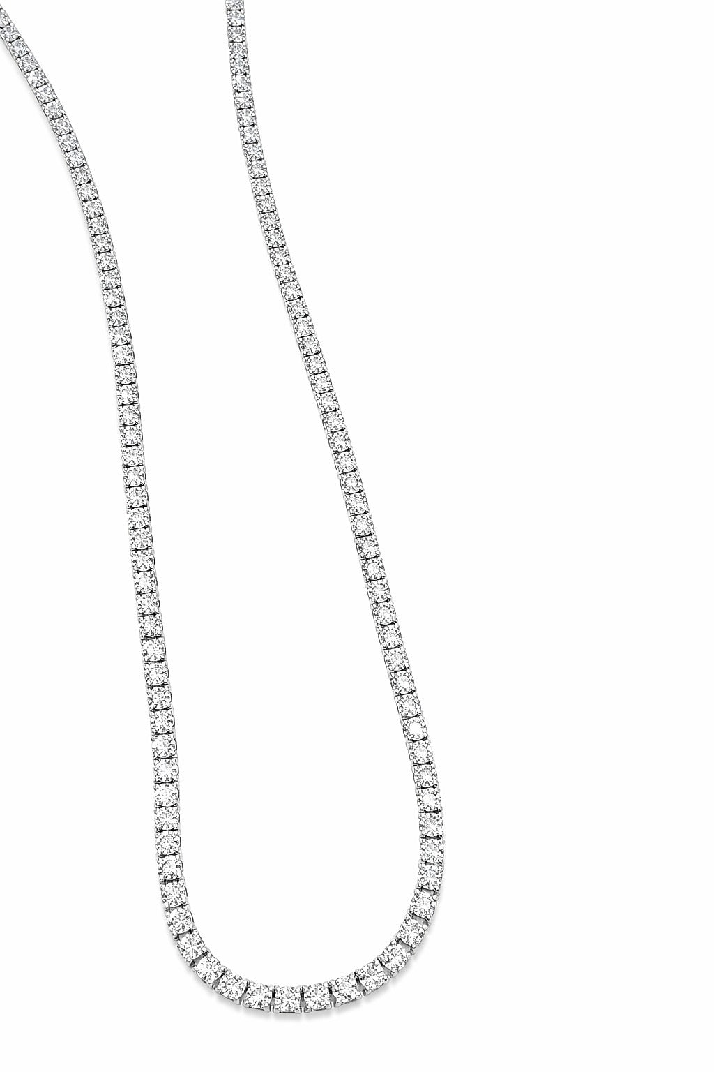 14K White Gold Diamond Necklace, 13.69 ct