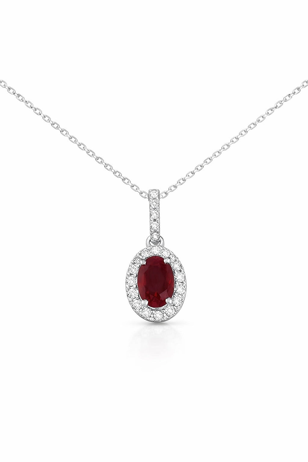 14K White Gold Ruby and Diamond Pendant, 0.62 ct Ruby