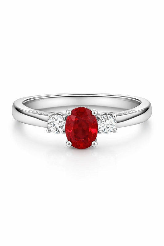 White Gold Ruby and Diamond Ring, 1.09 ct Ruby