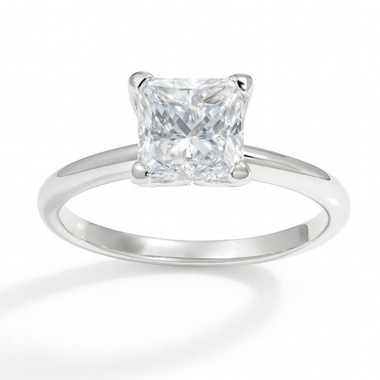 14K White Gold Princess Diamond Solitaire Engagement Ring, 1.02 ct