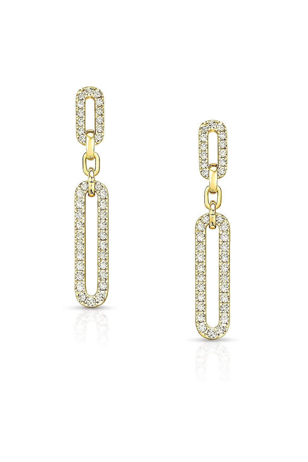 14K Yellow Gold Diamond Link Earrings, 0.86 ct