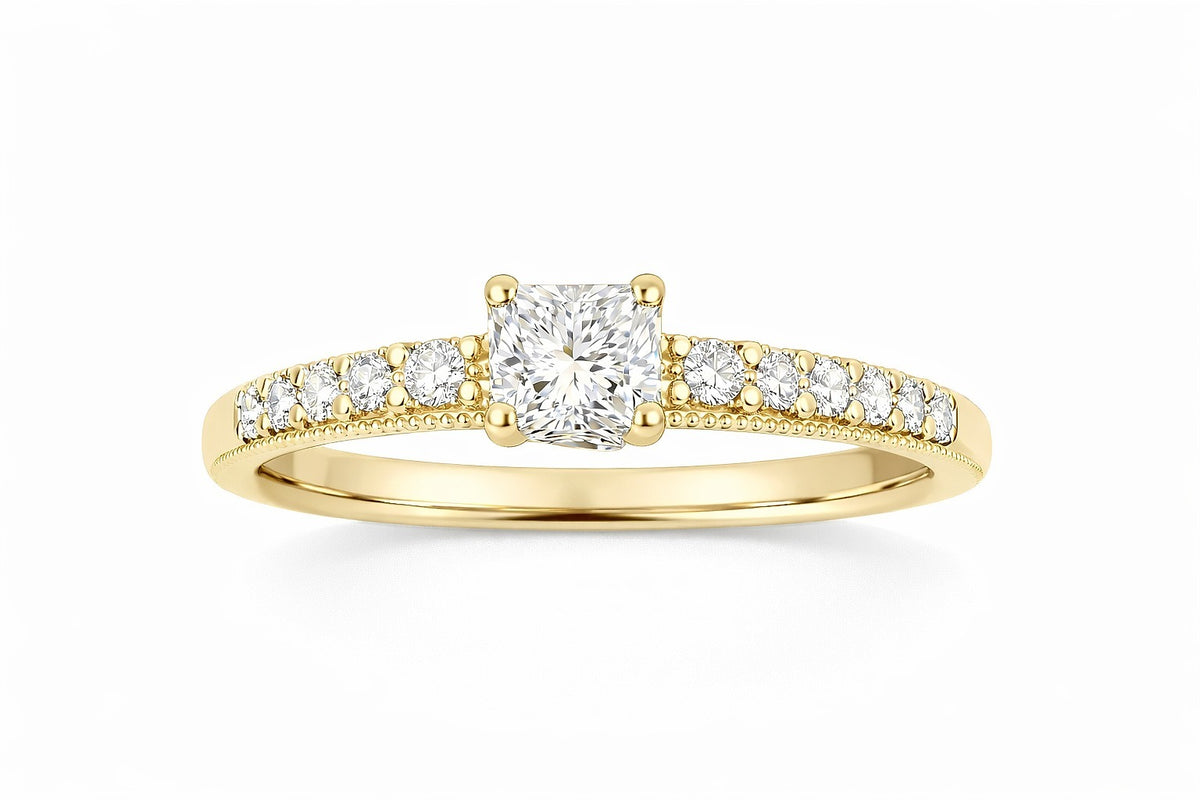 14K Yellow Gold Princess Cut Diamond Ring, 1.00 ct