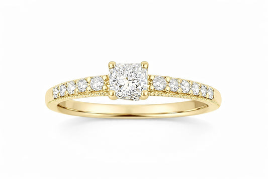 14K Yellow Gold Princess Cut Diamond Ring, 1.00 ct