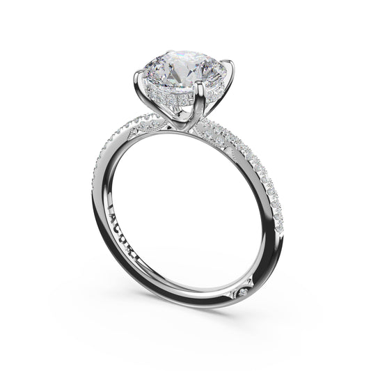 Platinum Tacori Round Diamond Semi-Mount Ring, 0.28 ct