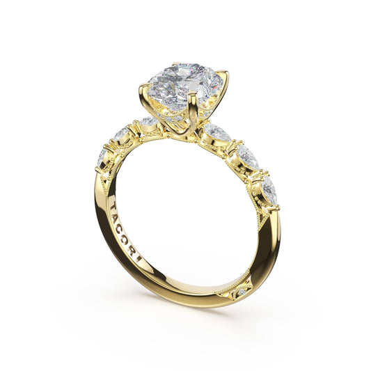 Tacori 18K Yellow Gold Pear Diamond Semi-Mount Ring, 0.36 ct