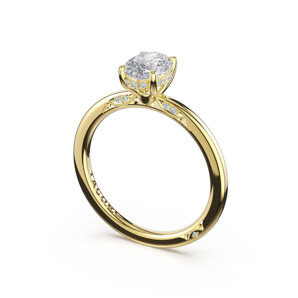 Tacori 18K Yellow Gold Oval Diamond Semi-Mount Ring, 0.12 ct