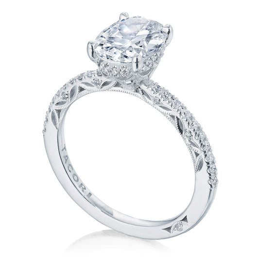 Platinum Diamond Semi-Mount Ring for Oval Center by Tacori, 0.28 ct