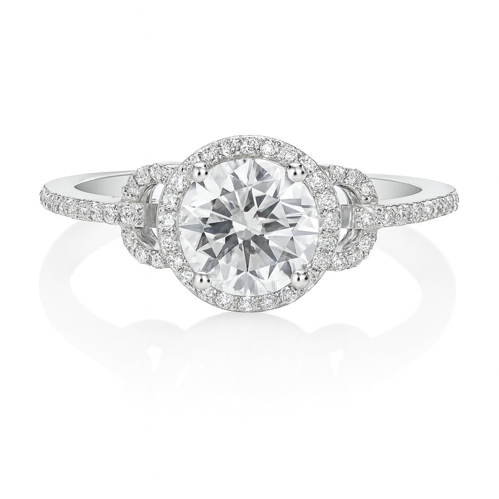 14K White Gold Diamond Engagement Ring, 1.18 ct