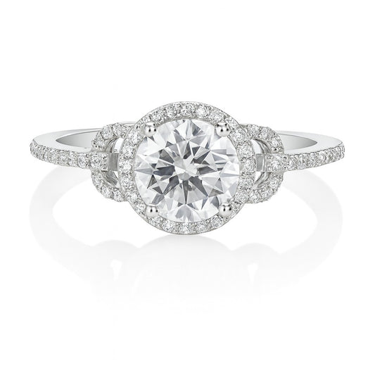 14K White Gold Diamond Engagement Ring, 1.18 ct