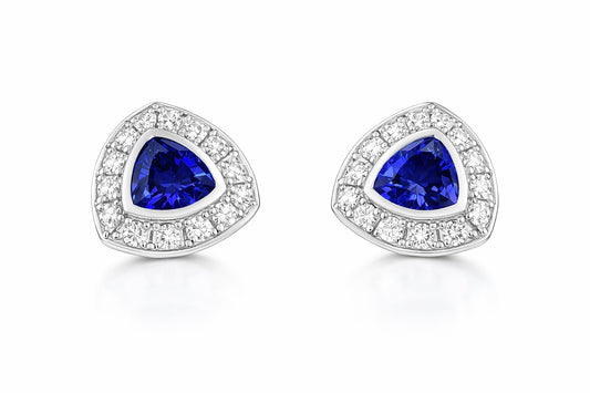 14K White Gold Sapphire and Diamond Earrings, 1.72 ct