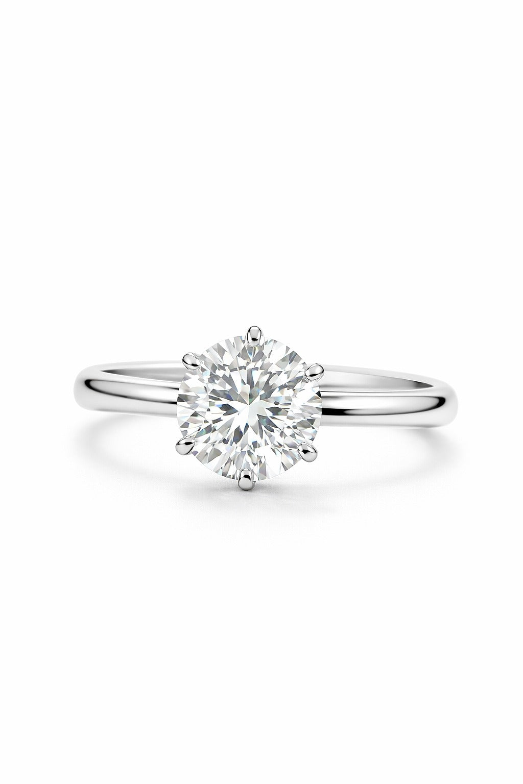 14K White Gold Round Diamond Solitaire Engagement Ring, 2.02 ct