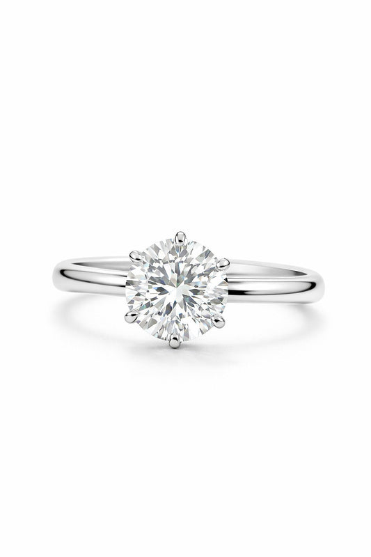 14K White Gold Round Diamond Solitaire Engagement Ring, 2.02 ct