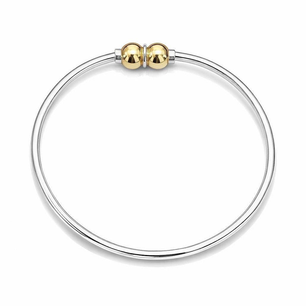 2tone s.silver/14ky 2 ball Cape Cod style bracelet