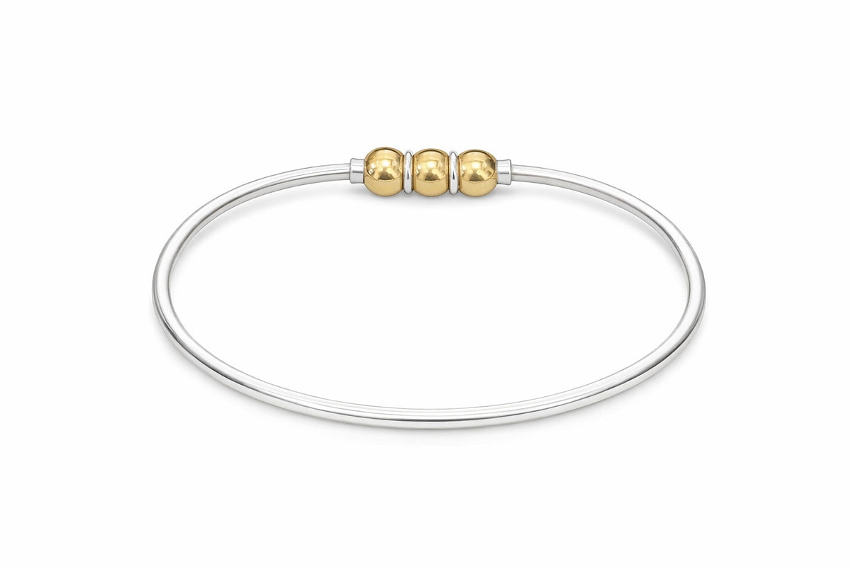 2tone s.silver/14ky 3 ball Cape Cod style bracelet