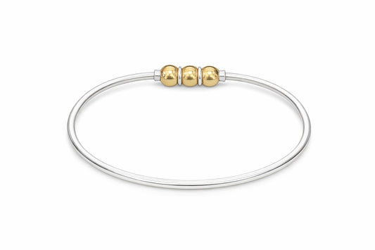 2tone s.silver/14ky 3 ball Cape Cod style bracelet