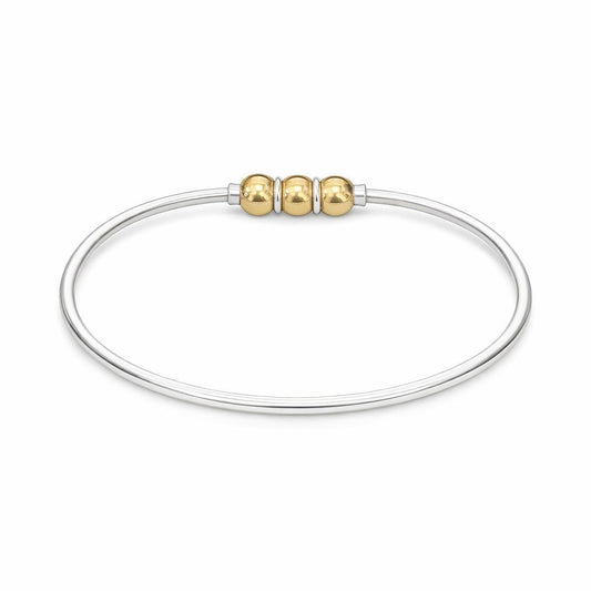 2tone s.silver/14ky 3 ball Cape Cod style bracelet