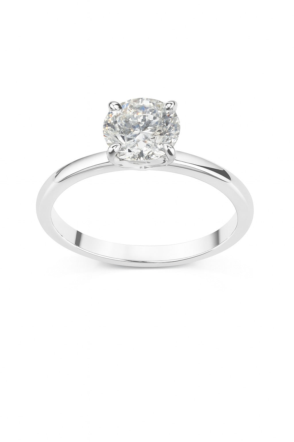 14K White Gold Natural Diamond Solitaire Ring, 1.00 ct