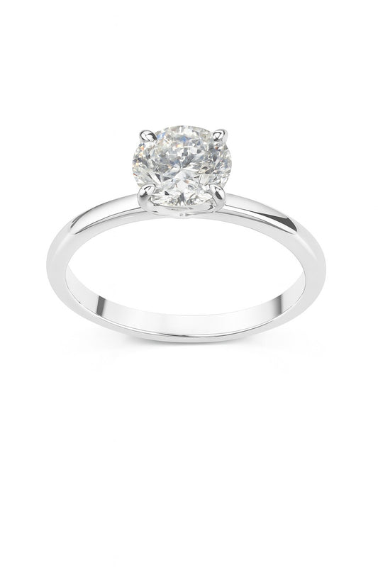 14K White Gold Natural Diamond Solitaire Ring, 1.00 ct