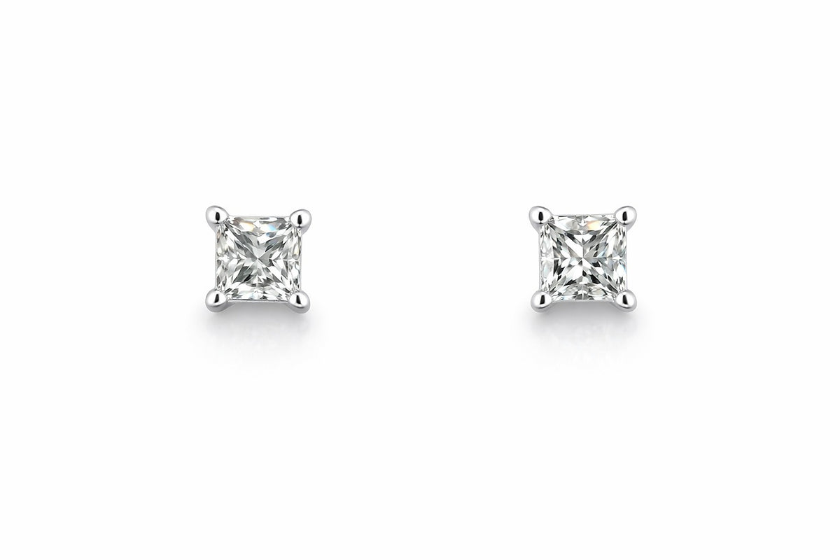 14K White Gold Diamond Stud Earrings, 0.98 ct