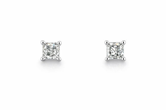 14K White Gold Diamond Stud Earrings, 0.98 ct