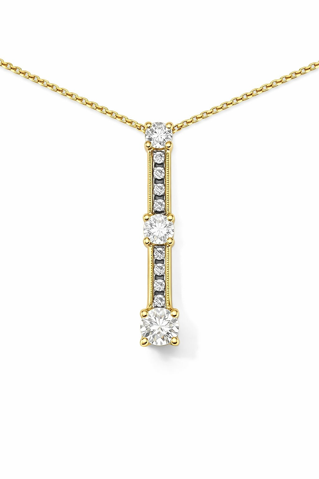14K Yellow Gold Diamond Three-Stone Pendant, 0.50 ct