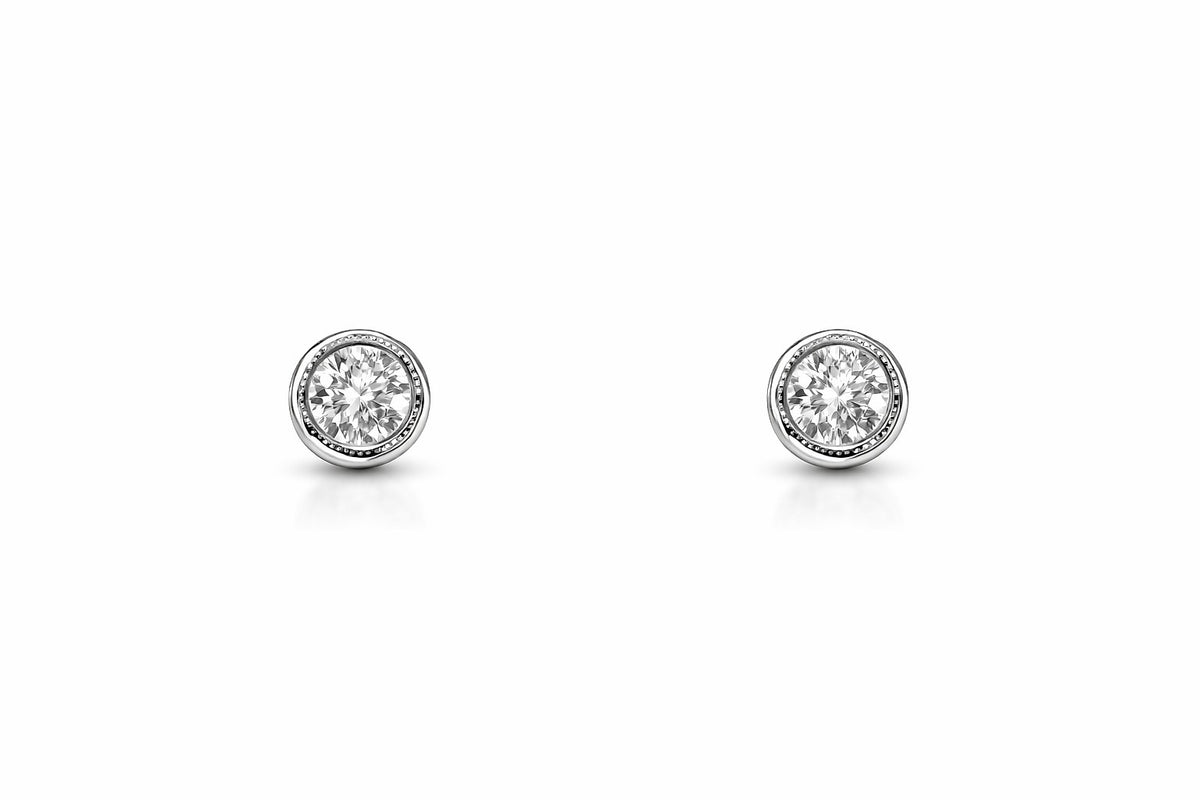 White Gold Diamond Bezel Stud Earrings, 0.52 ct